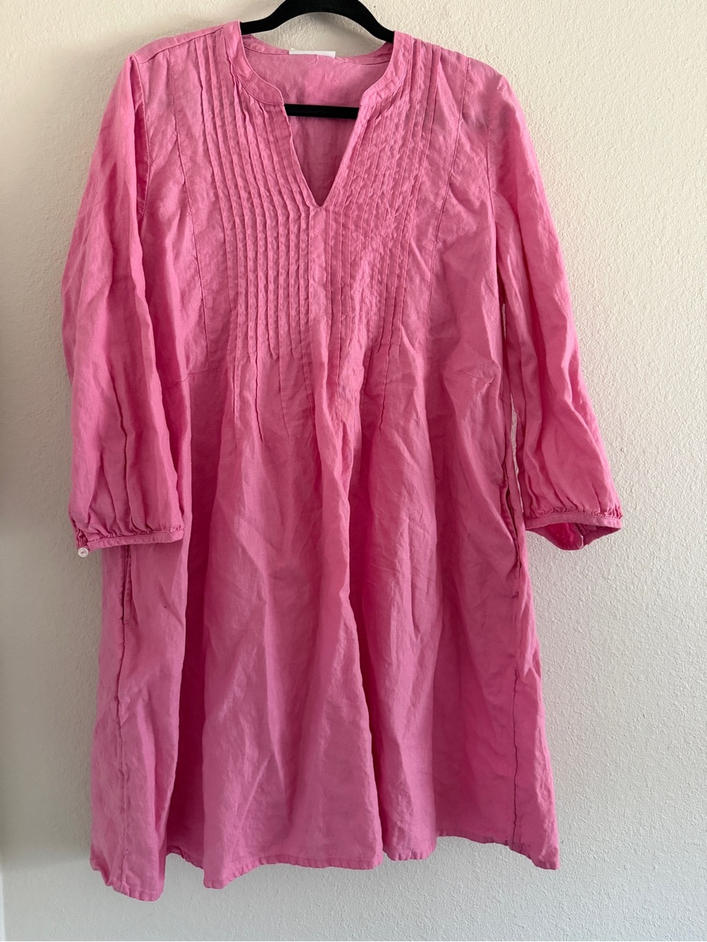 Charter Club 100% Luxury Linen Pink 3/4 Sleeve Shift Dress L